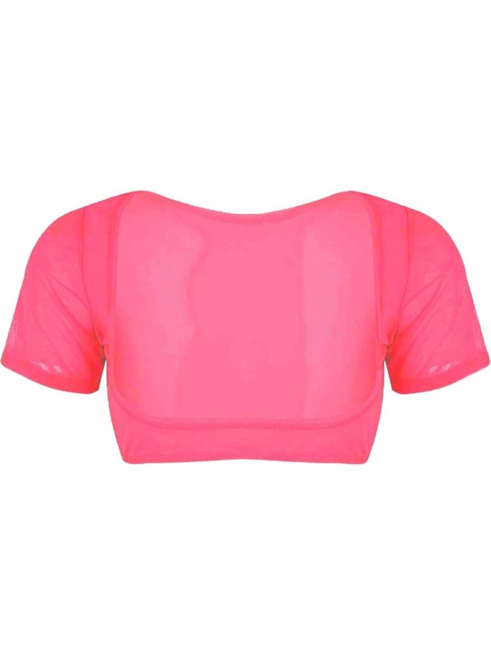 Women's Roseo Mesh Open Bust Short Sleeve Spandex Belly Dance Crop Top